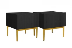 Bogart Szafki I Regały*NICOLE SZAFKA NOCNA 46 1SZ (2 szt.) - czarny mat / złoty stelaż