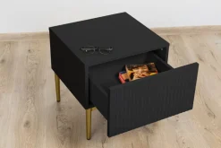 Bogart Szafki I Regały*NICOLE SZAFKA NOCNA 46 1SZ (2 szt.) - czarny mat / złoty stelaż