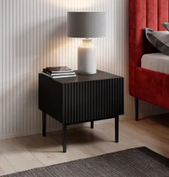 Bogart Szafki I Regały*NICOLE SZAFKA NOCNA 46 1SZ (2 szt.) - czarny mat / czarny stelaż