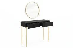 Bogart Toaletki Do Sypialni|Toaletki I Konsole*NICOLE TOALETKA 100 2SZ - czarny mat / złoty stelaż + NICOLE LUSTRO 60 - złoty