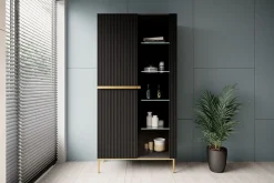 Bogart Witryny*NICOLE WITRYNA 100 2D - czarny mat / złoty stelaż