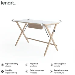 Lenart Biurka Do Biura|Toaletki Do Sypialni*Nowoczesne biurko skandynawskie z szufladami MATCH MW-01