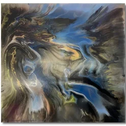 ArteHome Obrazy*Obraz abstrakcyjny 100/100cm Dzika Rzeka ręcznie malowany na płótnie z wykorzystaniem żywicy epoksydowej