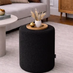 Dzieci Hauss Pufy Do Przedpokoju|Pufy Do Pokoju Młodzieżowego*Okragła pufa baranek boucle czarna Roller Baloo 2082