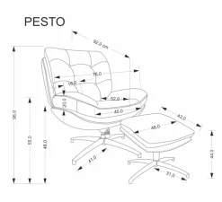 Halmar Fotele*PESTO fotel z podnóżkiem / funkcja kołyski, beżowy1 sztuka