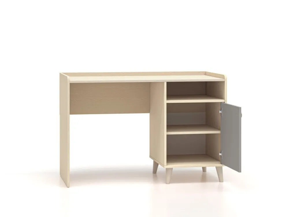 ML Meble Biurka*Piaskowe biurko Mevel 07 z szarym frontem