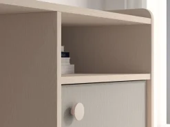 ML Meble Biurka*Piaskowe biurko Mevel 07 z szarym frontem