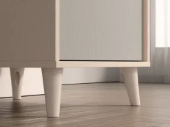 ML Meble Biurka*Piaskowe biurko Mevel 07 z szarym frontem