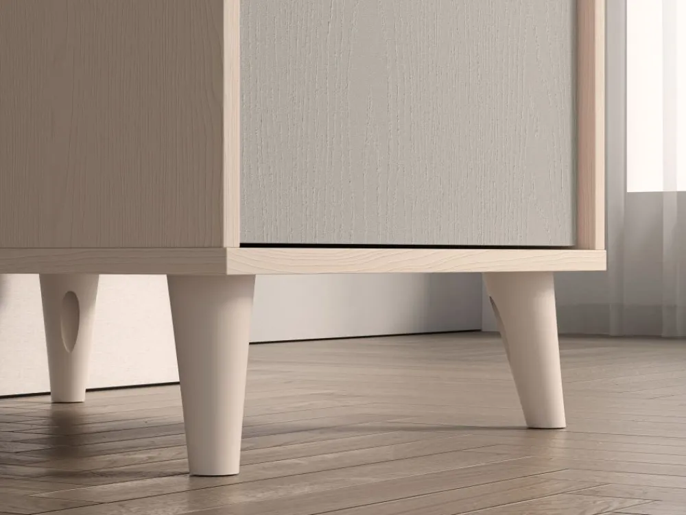 ML Meble Biurka*Piaskowe biurko Mevel 07 z szarym frontem