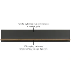 Dzieci Mebelbos Półki Do Przedpokoju|Półki Do Pokoju Młodzieżowego*Półka Esteban 150 cm – nowoczesna półka ścienna grafit/dąb evok