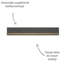 Dzieci Mebelbos Półki Do Przedpokoju|Półki Do Pokoju Młodzieżowego*Półka Esteban 150 cm – nowoczesna półka ścienna grafit/dąb evok