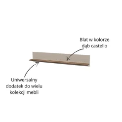 Mebelbos Półki Do Przedpokoju|Półki Do Sypialni*Półka wisząca 150 cm EVO kaszmir / dąb castello EO-10