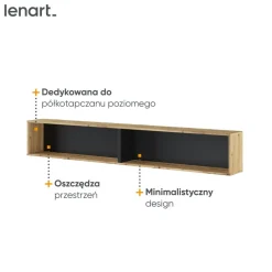 Lenart Tapczany|Półki Wiszące Do Półkotapczanu*PÓŁKA WISZĄCA BC-30 DO PÓŁKOTAPCZANU CZARNY / DĄB ARTISAN BED CONCEPT
