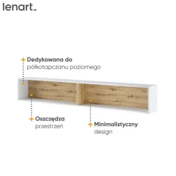 Lenart Tapczany|Półki Wiszące Do Półkotapczanu*PÓŁKA WISZĄCA BC-30 DO PÓŁKOTAPCZANU DĄB ARTISAN / BIAŁY BED CONCEPT