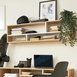 Dzieci Meblar Półki Do Pokoju Młodzieżowego|Półki Do Pokoju Dziecięcego*Półka wisząca do pokoju 120 cm PIXEL PX12 biały,szary,dąb biszkoptowy