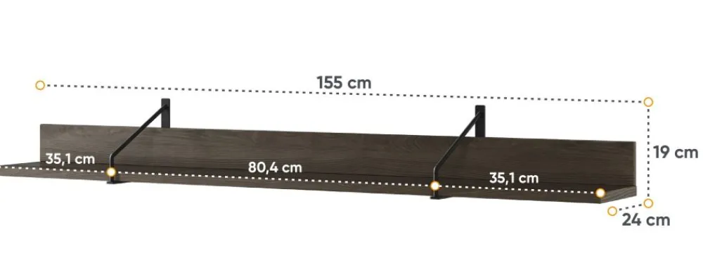Lenart Półki Do Salonu|Półki*Półka wisząca do salonu Piemonte PE-04