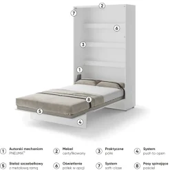 Lenart Tapczany|Półkotapczany Pionowe*PÓŁKOTAPCZAN PIONOWY BIAŁY BC-02 BED CONCEPT