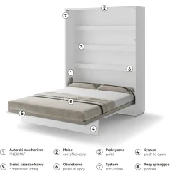 Lenart Tapczany|Półkotapczany Pionowe*PÓŁKOTAPCZAN PIONOWY BIAŁY BC-12 BED CONCEPT