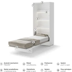 Lenart Tapczany|Półkotapczany Pionowe*PÓŁKOTAPCZAN PIONOWY BIAŁY POŁYSK BC-03 BED CONCEPT