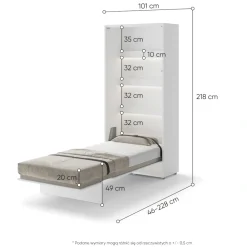 Lenart Tapczany|Półkotapczany Pionowe*PÓŁKOTAPCZAN PIONOWY BIAŁY POŁYSK BC-03 BED CONCEPT