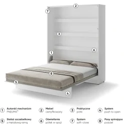 Lenart Tapczany|Półkotapczany Pionowe*PÓŁKOTAPCZAN PIONOWY BIAŁY POŁYSK BC-12 BED CONCEPT