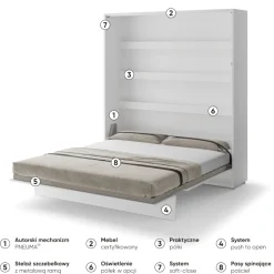 Lenart Tapczany|Półkotapczany Pionowe*PÓŁKOTAPCZAN PIONOWY BIAŁY POŁYSK BC-13 BED CONCEPT