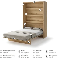 Lenart Tapczany|Półkotapczany Pionowe*PÓŁKOTAPCZAN PIONOWY DĄB ARTISAN BC-01 BED CONCEPT
