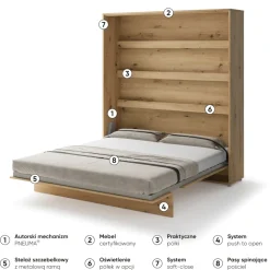 Lenart Tapczany|Półkotapczany Pionowe*PÓŁKOTAPCZAN PIONOWY DĄB ARTISAN BC-13 BED CONCEPT