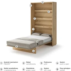 Lenart Tapczany|Półkotapczany Pionowe*PÓŁKOTAPCZAN PIONOWY DĄB ARTISAN BC-02 BED CONCEPT
