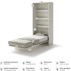 Lenart Tapczany|Półkotapczany Pionowe*PÓŁKOTAPCZAN PIONOWY KASZMIR BC-03 BED CONCEPT