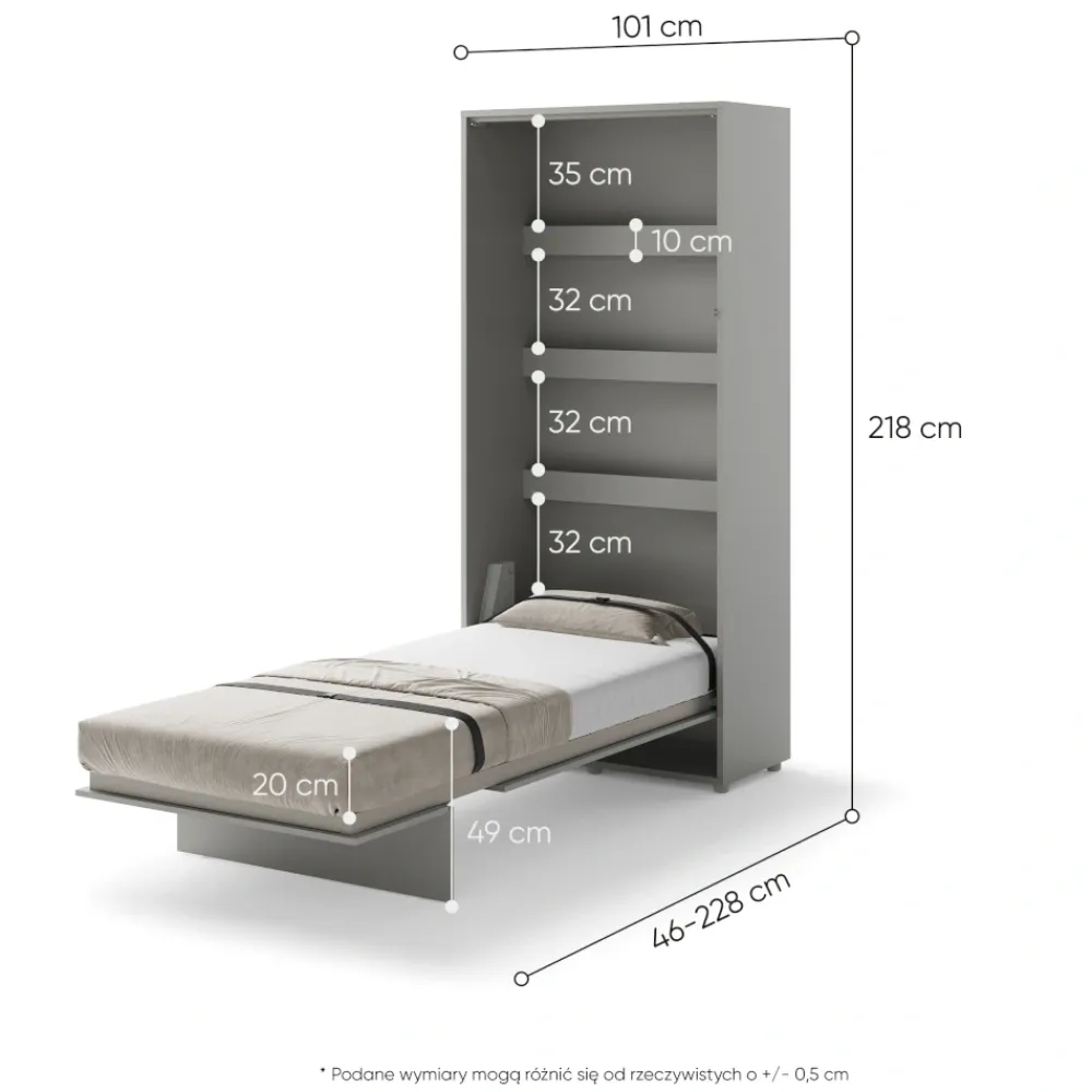 Lenart Tapczany|Półkotapczany Pionowe*PÓŁKOTAPCZAN PIONOWY SZARY BC-03 BED CONCEPT