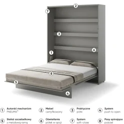 Lenart Tapczany|Półkotapczany Pionowe*PÓŁKOTAPCZAN PIONOWY SZARY BC-12 BED CONCEPT