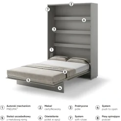 Lenart Tapczany|Półkotapczany Pionowe*PÓŁKOTAPCZAN PIONOWY SZARY BC-01 BED CONCEPT