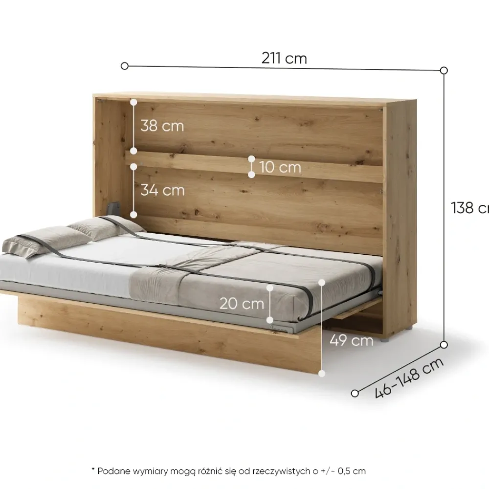 Lenart Tapczany|Półkotapczany Poziome*PÓŁKOTAPCZAN POZIOMY DĄB ARTISAN BC-05 BED CONCEPT