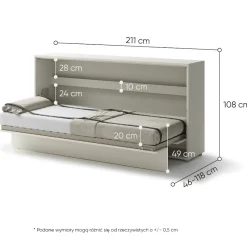 Lenart Tapczany|Półkotapczany Poziome*PÓŁKOTAPCZAN POZIOMY KASZMIR BC-06 BED CONCEPT