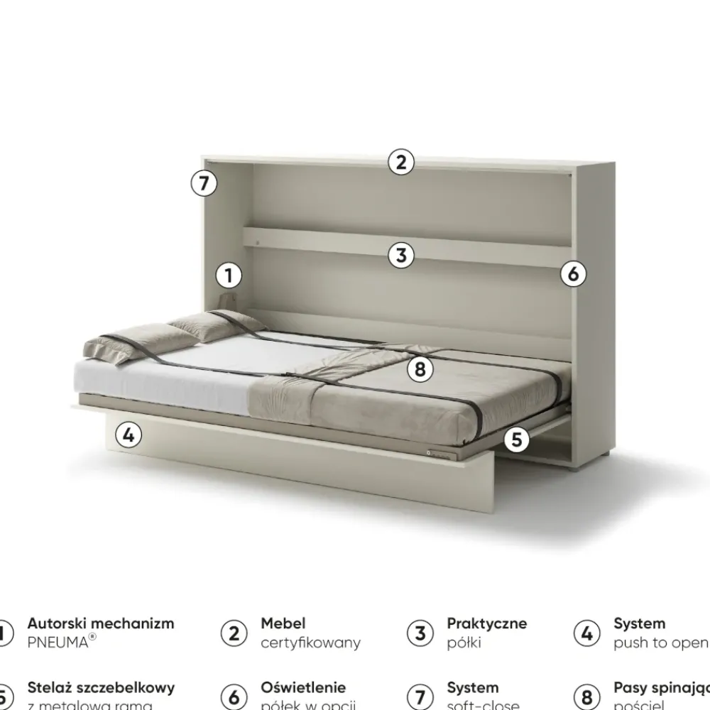 Lenart Tapczany|Półkotapczany Poziome*PÓŁKOTAPCZAN POZIOMY KASZMIR BC-05 BED CONCEPT
