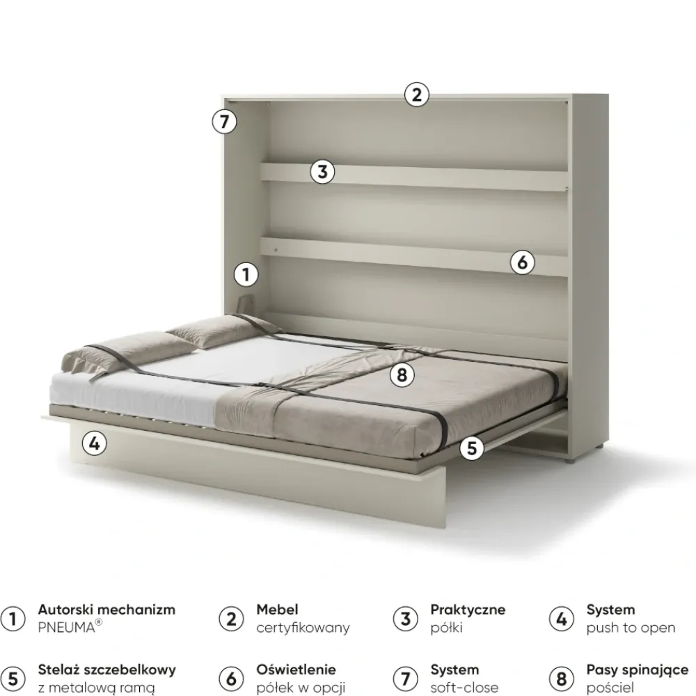 Lenart Tapczany|Półkotapczany Poziome*PÓŁKOTAPCZAN POZIOMY KASZMIR BC-14 BED CONCEPT