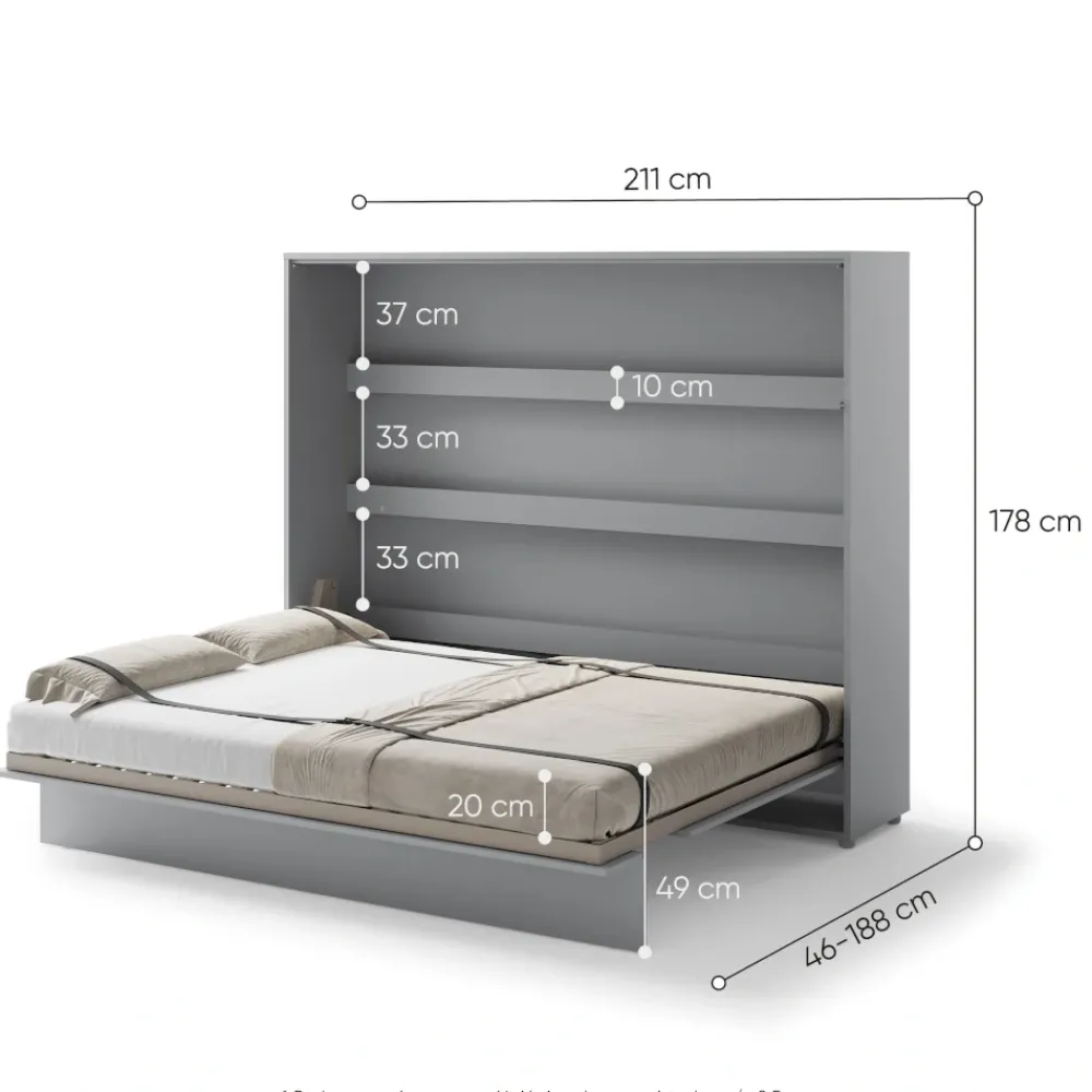 Lenart Tapczany|Półkotapczany Poziome*PÓŁKOTAPCZAN POZIOMY SZARY BC-14 BED CONCEPT