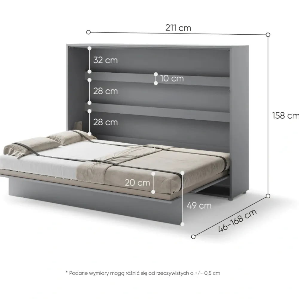 Lenart Tapczany|Półkotapczany Poziome*PÓŁKOTAPCZAN POZIOMY SZARY BC-04 BED CONCEPT