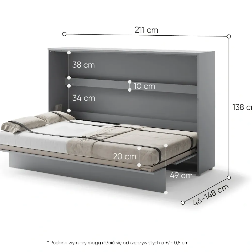 Lenart Tapczany|Półkotapczany Poziome*PÓŁKOTAPCZAN POZIOMY SZARY BC-05 BED CONCEPT