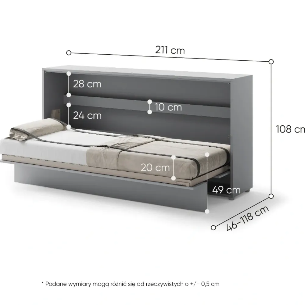 Lenart Tapczany|Półkotapczany Poziome*PÓŁKOTAPCZAN POZIOMY SZARY BC-06 BED CONCEPT