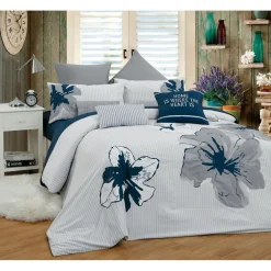 ArteHome Pościel*Pościel bawełniana Gaia premium w biało-niebieskim kolorze 160x200 cm