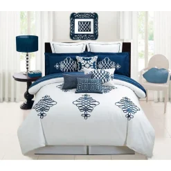 ArteHome Pościel*Pościel bawełniana Sewilla premium w biało-niebieskim kolorze 160x200 cm