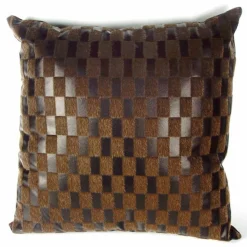 ArteHome Poduszki*Poduszka dekoracyjna w geometryczne brązowe kwadraty ze skóry 45x45