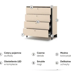 Lenart Komody Do Biura|Komody Do Przedpokoju*Pojemna komoda z szufladami ENNA EN-03 beż piaskowy