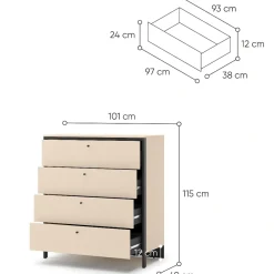 Lenart Komody Do Biura|Komody Do Przedpokoju*Pojemna komoda z szufladami ENNA EN-03 beż piaskowy