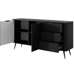Laski Meble Komody Do Biura|Komody Do Przedpokoju*Pojemna komoda z szufladami i półkami czarna Lante 2d3s 163