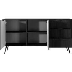 Laski Meble Komody Do Biura|Komody Do Przedpokoju*Pojemna komoda z szufladami i półkami czarna Lante 2d3s 163