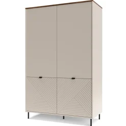 Mebelbos Szafy Do Przedpokoju|Szafy Do Pokoju Młodzieżowego*Przestronna szafa ryflowana EVO 4D kaszmir / dąb castello EO-11