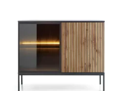 Piaski Komody Do Jadalni|Witryny Do Jadalni*Przeszklona komoda z oświetleniem Neto czarny / dąb wotan